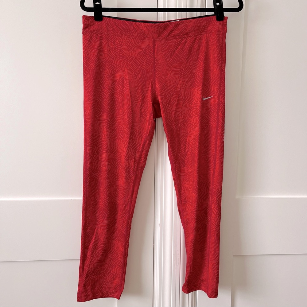 Nike Dri-Fit Athletic Printed Leggings Red Sz L